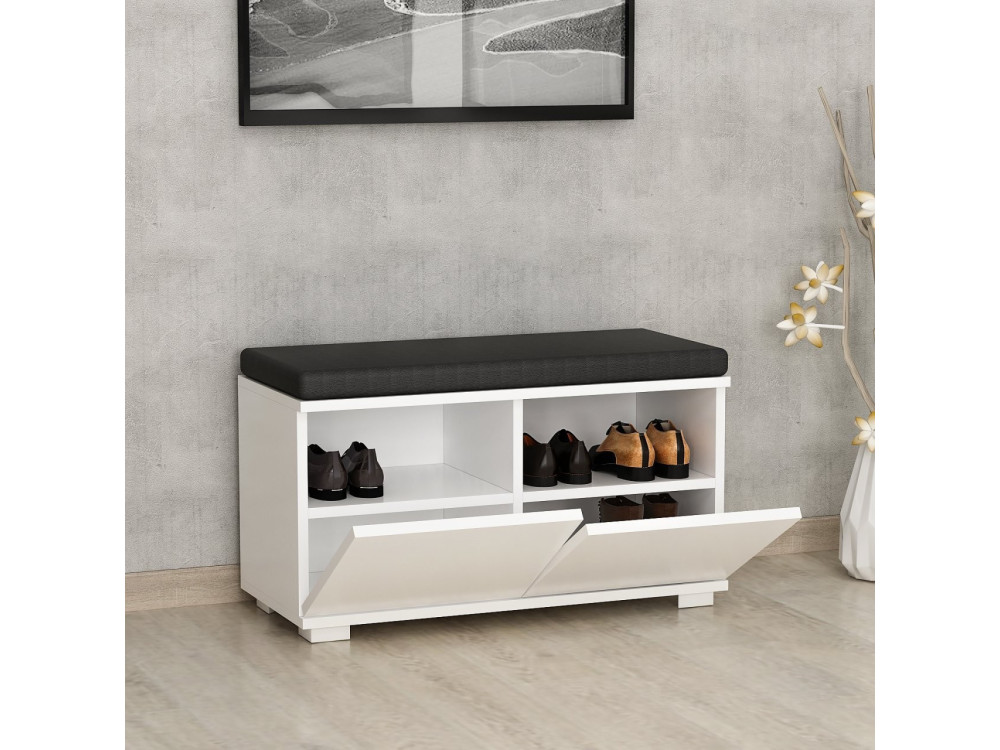Drewniana szafka na buty "Drago" - 80 x 35 x 42 cm - Biały