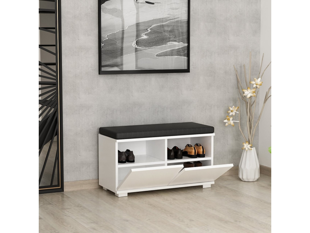 Drewniana szafka na buty "Drago" - 80 x 35 x 42 cm - Biały
