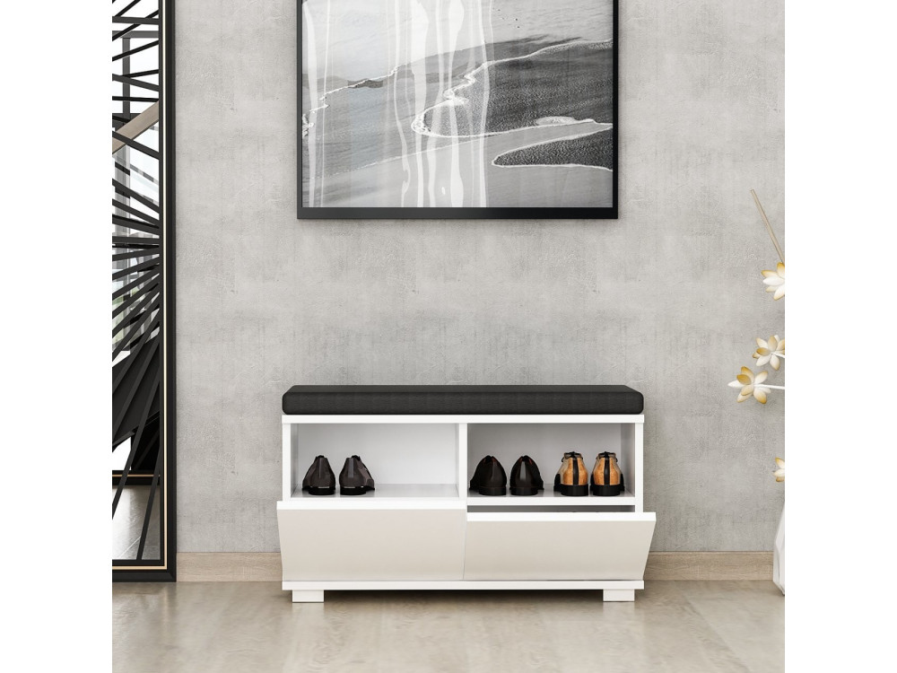Drewniana szafka na buty "Drago" - 80 x 35 x 42 cm - Biały