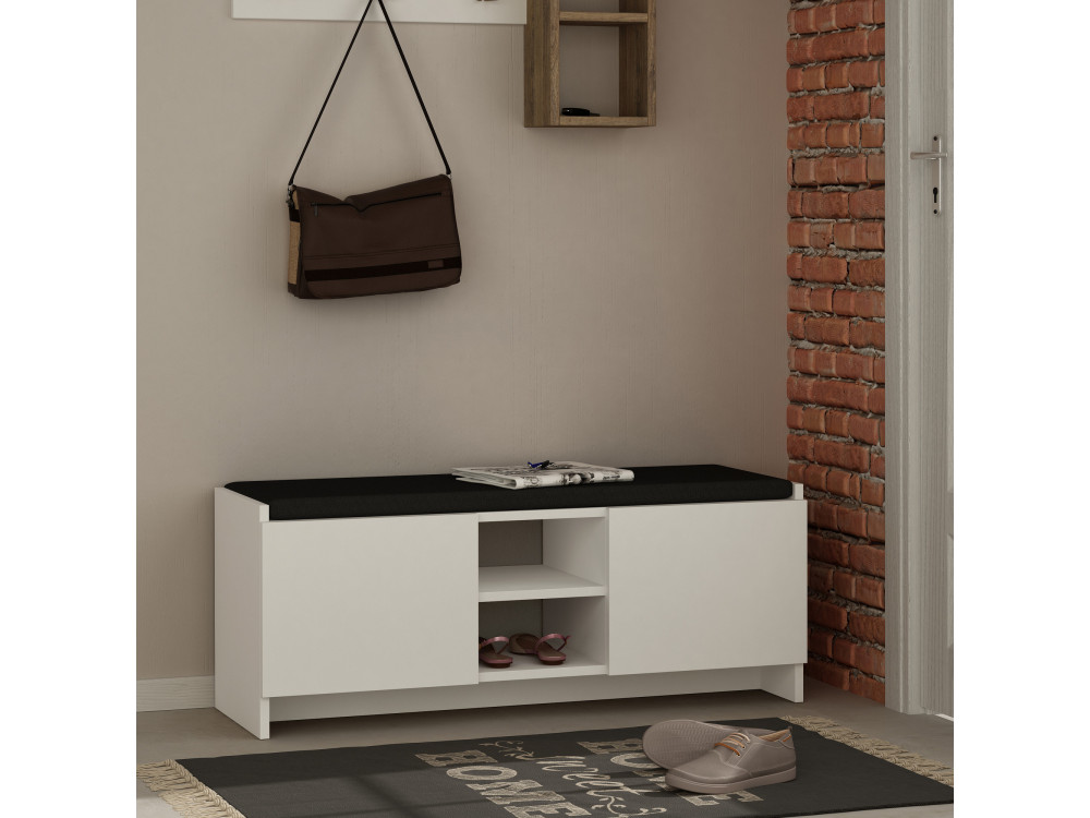Drewniana szafka na buty "Zulla" - 110 x 37 x 43 cm - Biały
