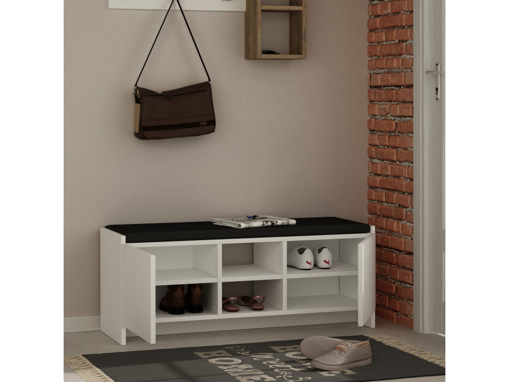 Drewniana szafka na buty "Zulla" - 110 x 37 x 43 cm - Biały