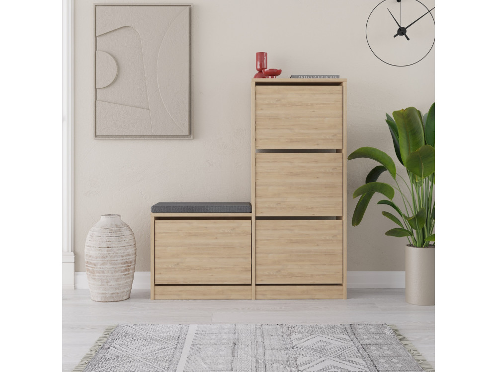 Drewniana szafka na buty "Dude" - 105 x 26 x 118 cm - Brązowy