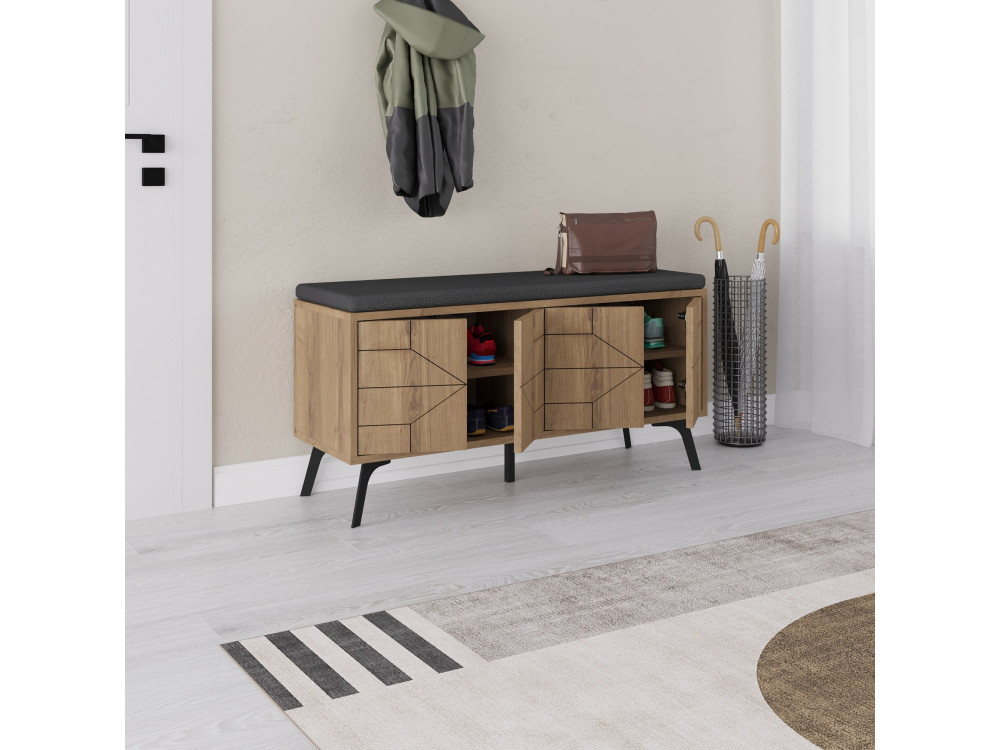 Drewniana szafka na buty "Dune" - 107 x 35 x 55 cm - Brązowy