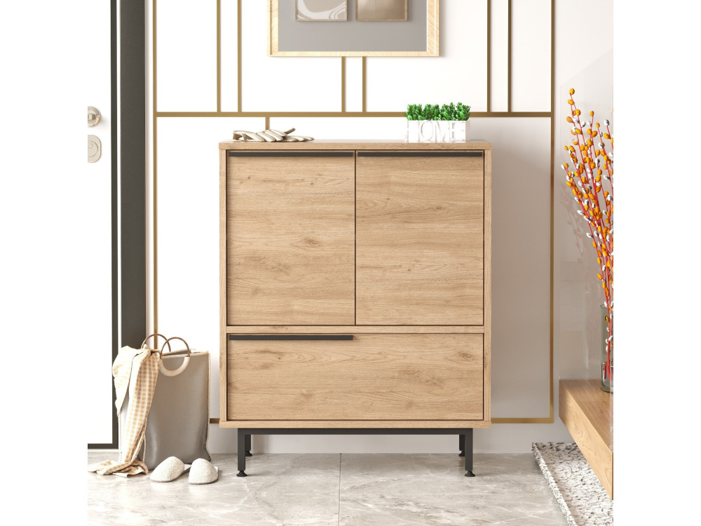 Drewniana szafka na buty "Calvin" - 74 x 35 x 90 cm - Brązowy