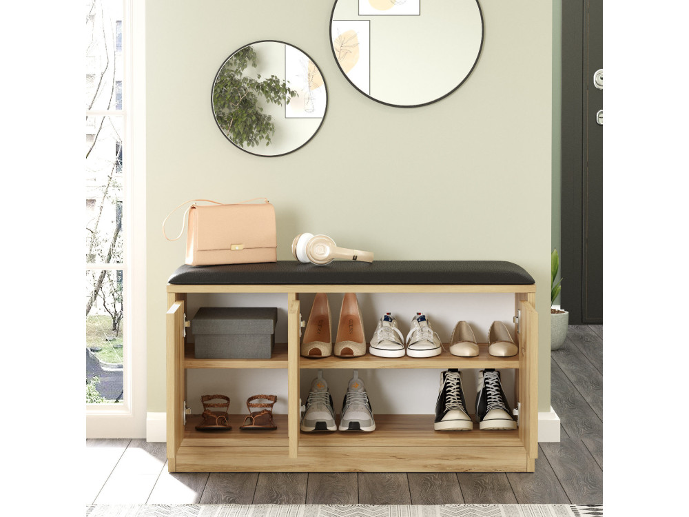 Drewniana szafka na buty "Mirko" - 90 x 35 x 45 cm - Beżowy
