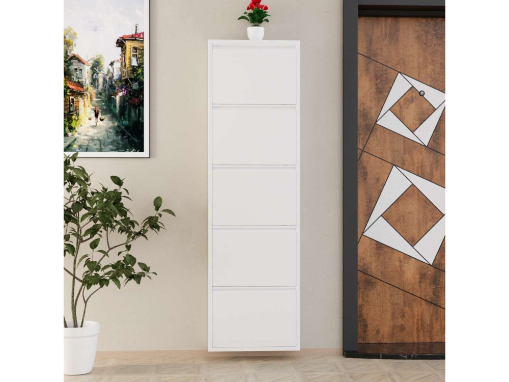 Metalowa szafka na buty "Ayse" - 50 x 15 x 169 cm - Biały