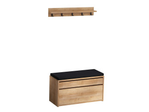 Drewniana szafka na buty "Boby" z ławką - 80 x 35 x 42 cm - Beżowy