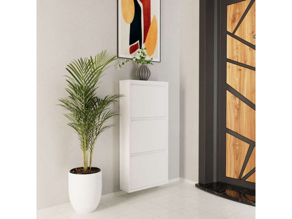 Metalowa szafka na buty "Luna" - 50 x 15 x 103 cm - Biały