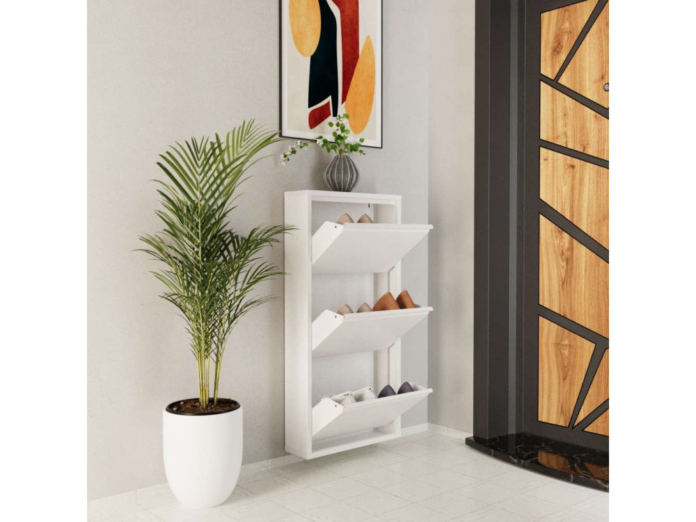 Metalowa szafka na buty "Luna" - 50 x 15 x 103 cm - Biały