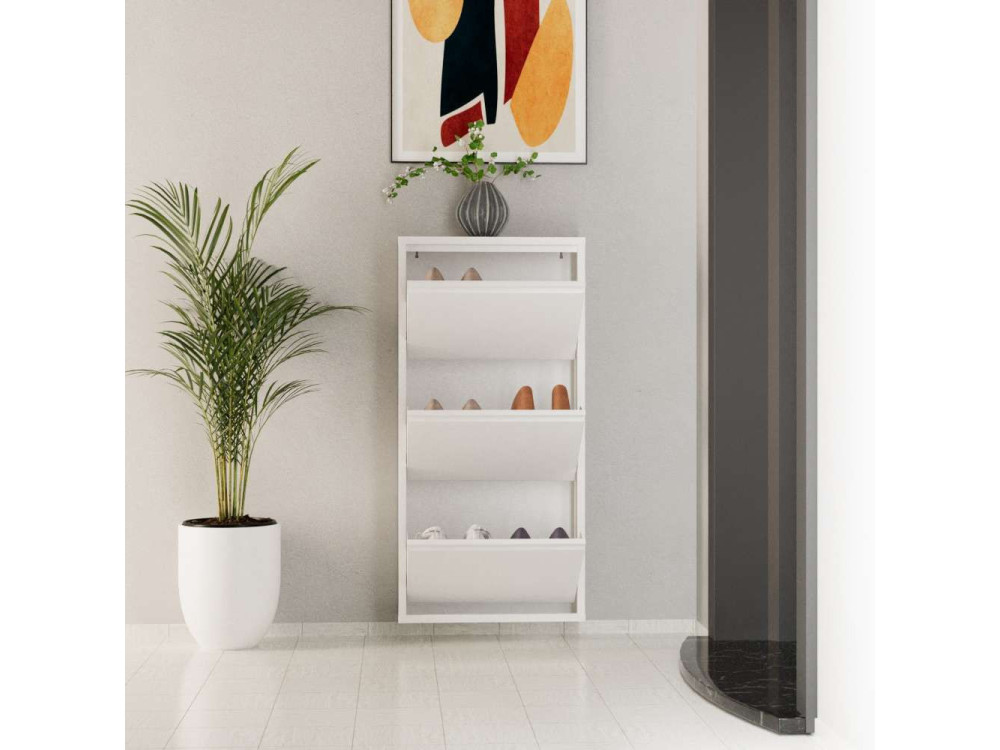 Metalowa szafka na buty "Luna" - 50 x 15 x 103 cm - Biały