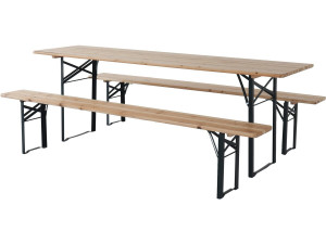 Składany stół ogrodowy "Lisbon" z 2 ławkami - 218 x 59,5 x 75 cm - Brązowy