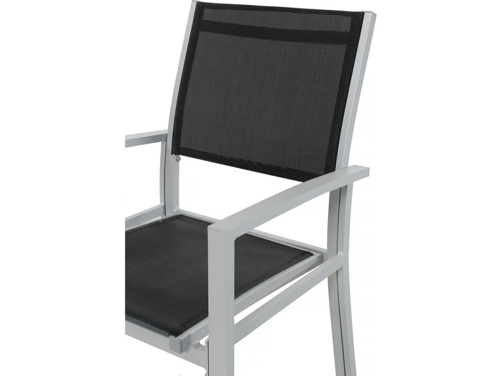 Rozkładany aluminiowy stół ogrodowy i krzesła "Lagos" - 200/320 x 105 x 76 cm - 12 krzeseł - Czarny