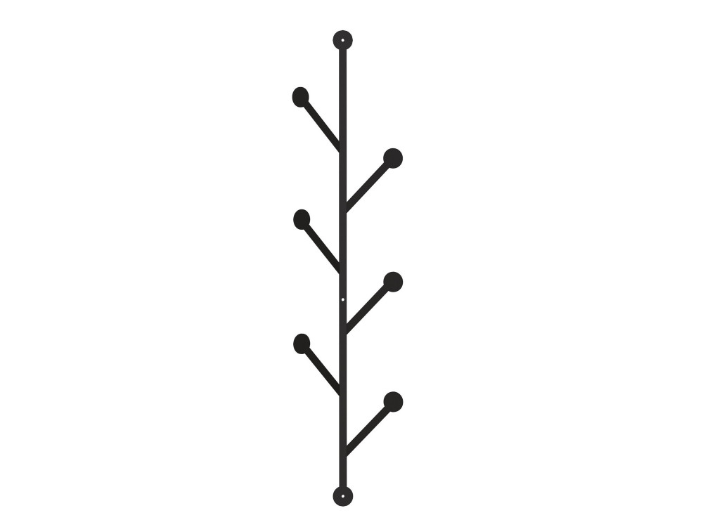 Metalowy wieszak ścienny "Ponpon" - 22 x 5 x 94 cm - Czarny