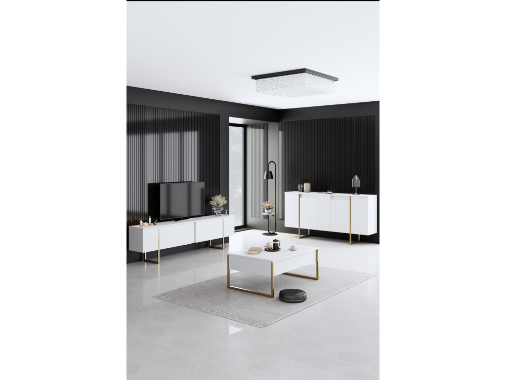 Drewniany zestaw mebli wypoczynkowych "Luxe" - 160 x 35 x 80 cm - Biały