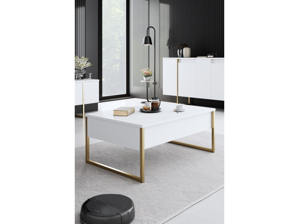 Drewniany zestaw mebli wypoczynkowych "Luxe" - 160 x 35 x 80 cm - Biały