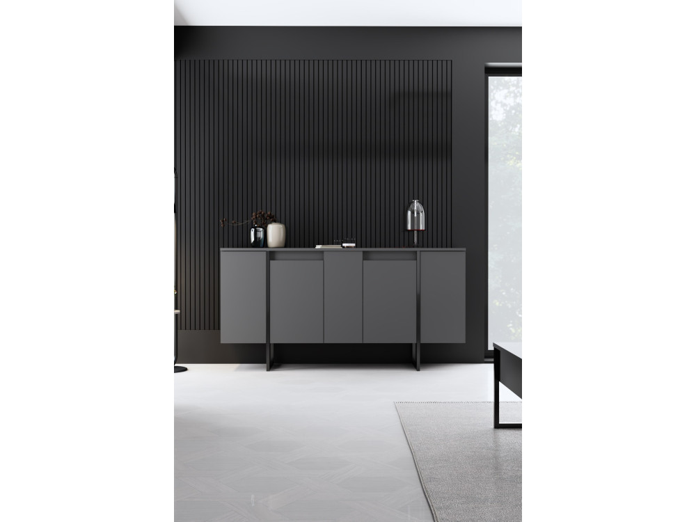 Drewniany zestaw mebli wypoczynkowych "Luxe" - 160 x 35 x 80 cm - Czarny