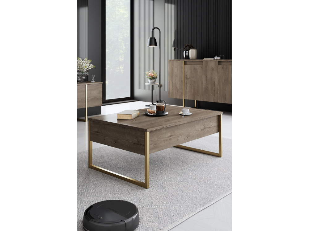 Drewniany zestaw mebli wypoczynkowych "Luxe" - 160 x 35 x 80 cm - Brązowy