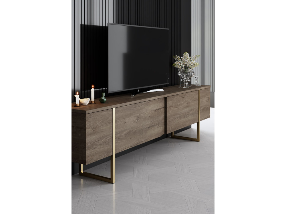 Drewniany zestaw mebli wypoczynkowych "Luxe" - 160 x 35 x 80 cm - Brązowy