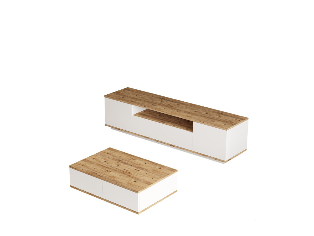 Zestaw drewnianych mebli wypoczynkowych "FR17" - 180 x 44 x 44 cm - Biały