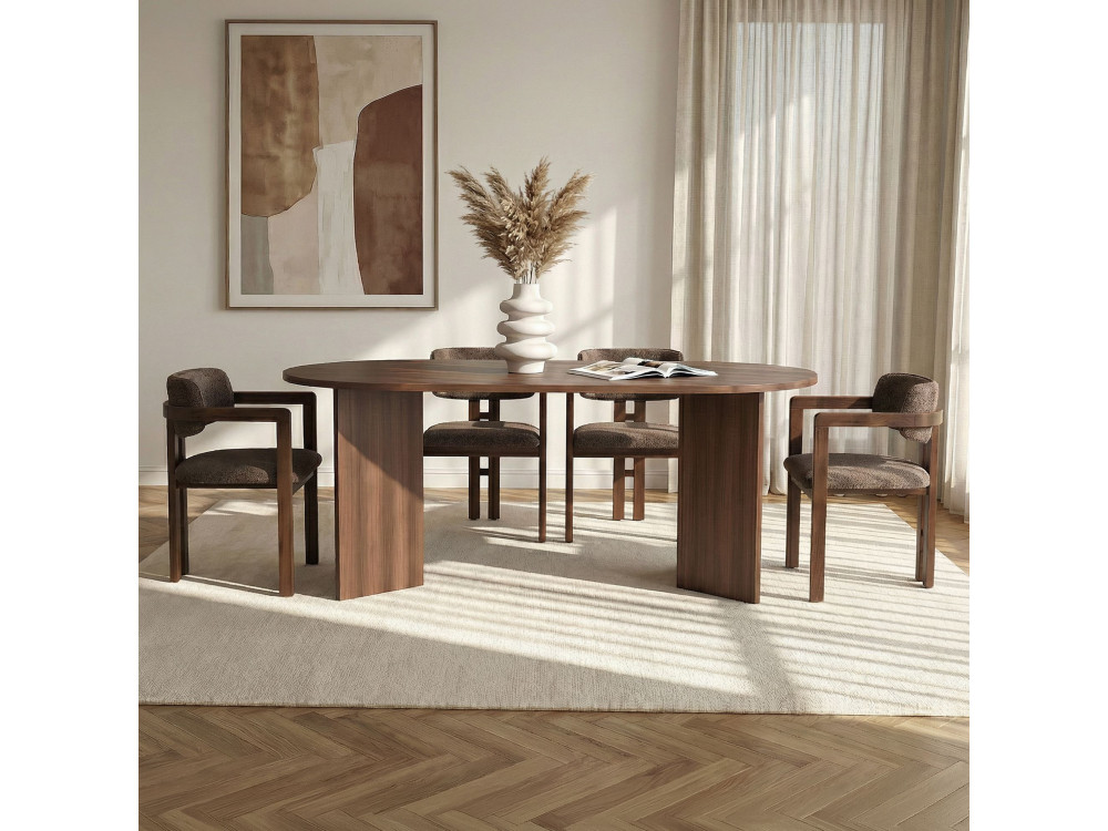 Zestaw drewnianych stołów i krzeseł Meridia 4" (5 elementów) - 180 x 90 x 75 cm - Brązowy