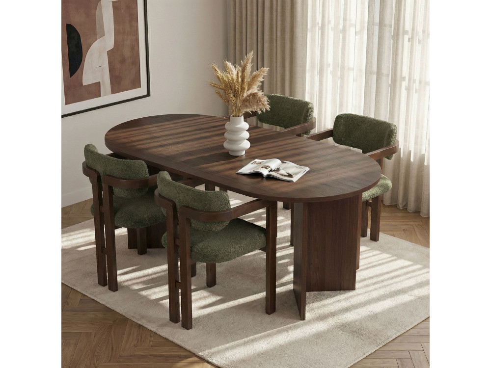 Zestaw drewnianych stołów i krzeseł Meridia 4" (5 elementów) - 180 x 90 x 75 cm - Zielony