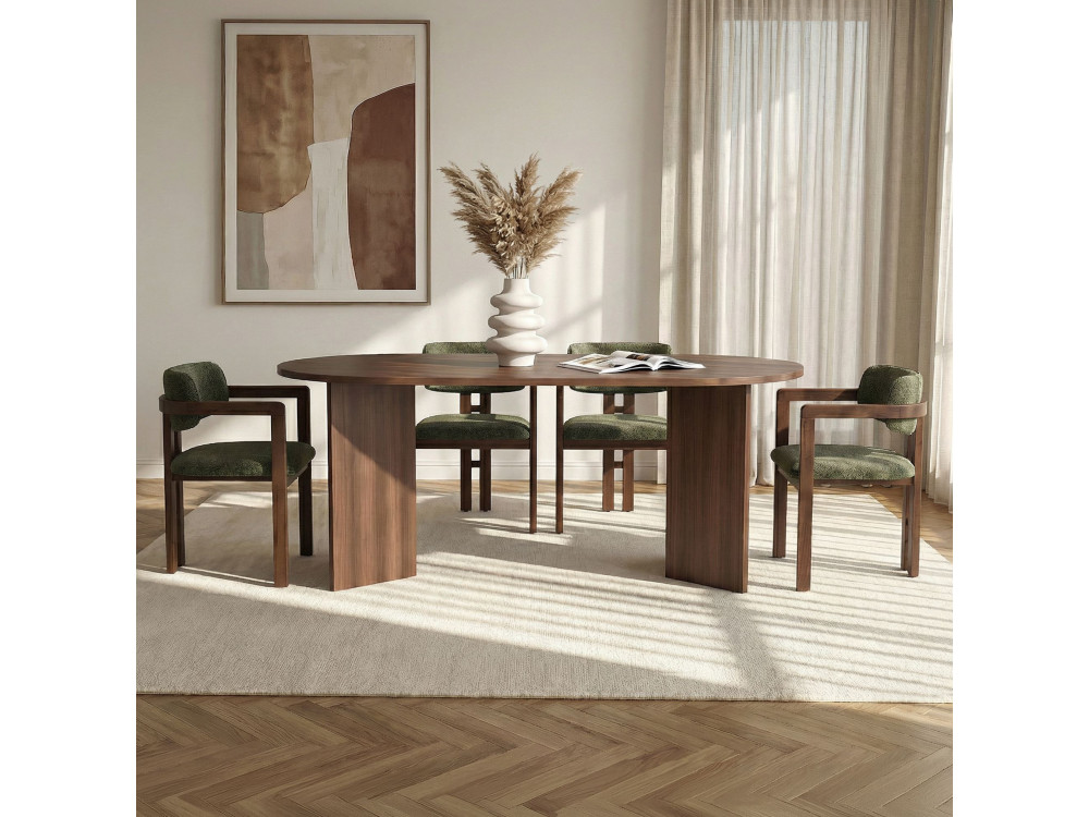 Zestaw drewnianych stołów i krzeseł Meridia 4" (5 elementów) - 180 x 90 x 75 cm - Zielony