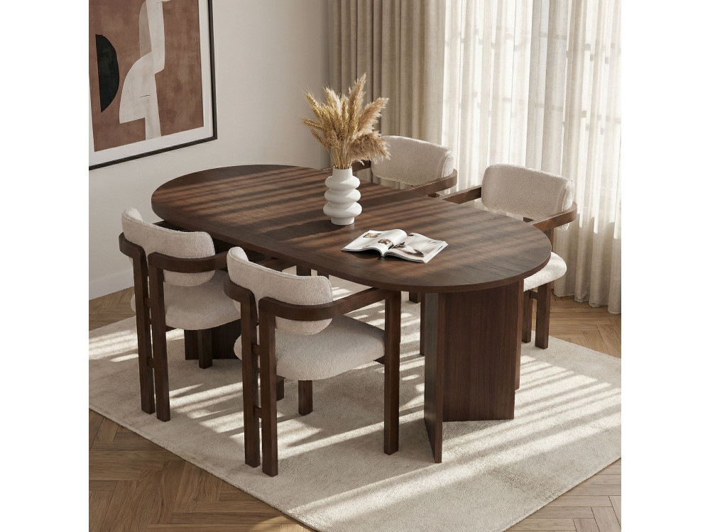 Zestaw drewnianych stołów i krzeseł Meridia 4" (5 elementów) - 180 x 90 x 75 cm - Biały