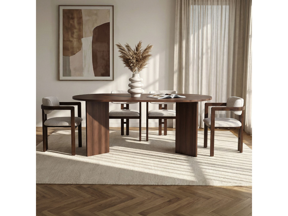 Zestaw drewnianych stołów i krzeseł Meridia 4" (5 elementów) - 180 x 90 x 75 cm - Biały