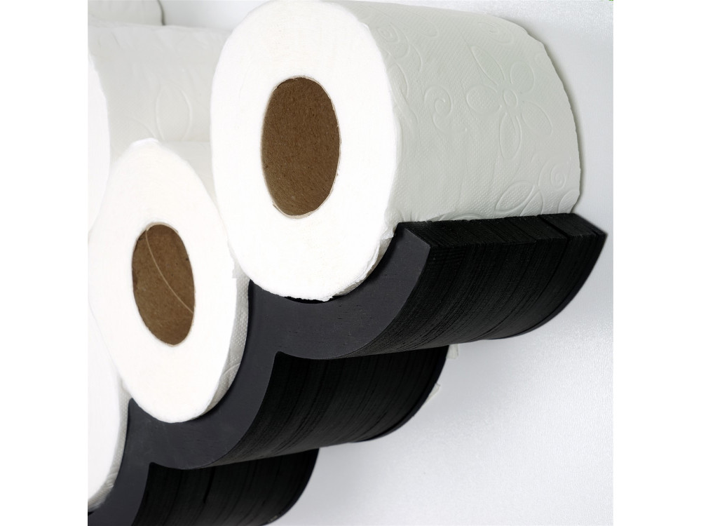 Drewniany uchwyt na papier toaletowy "WC018 - 62 x 16 x 9 cm - Czarny