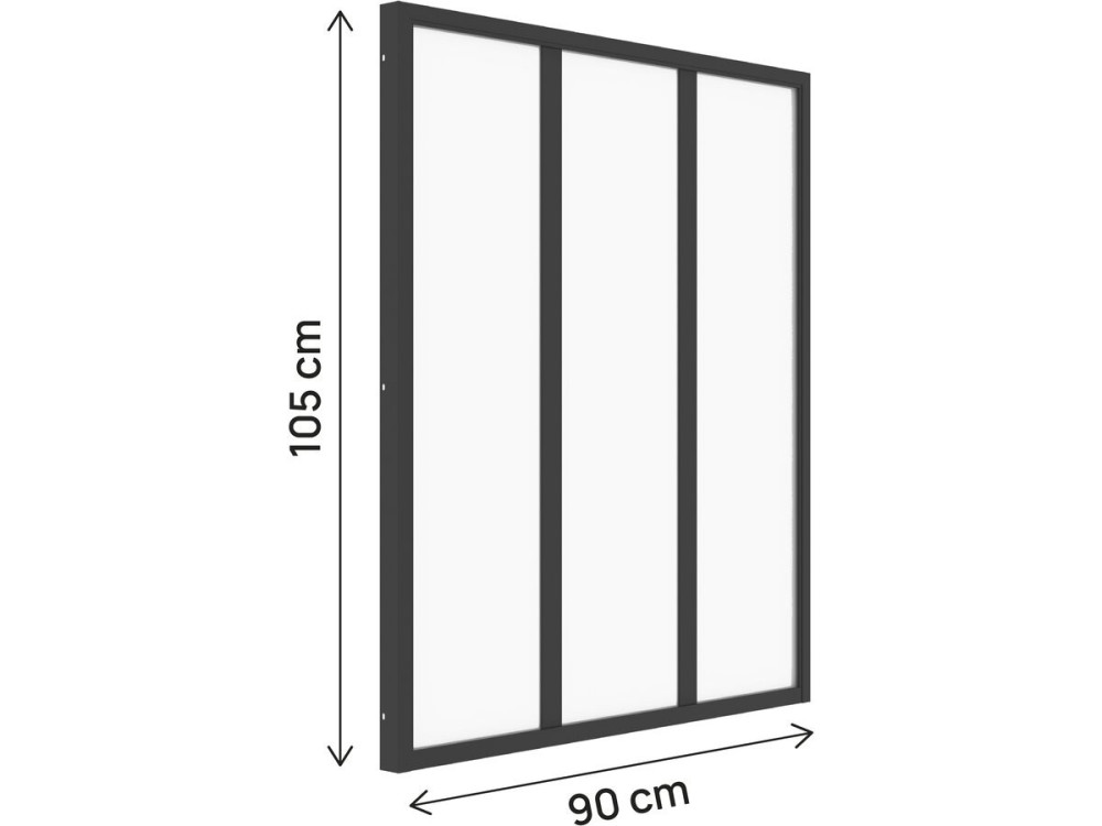Aluminiowa osłona dachowa do warsztatu „Panorama” – 90 x 105 cm – czarna