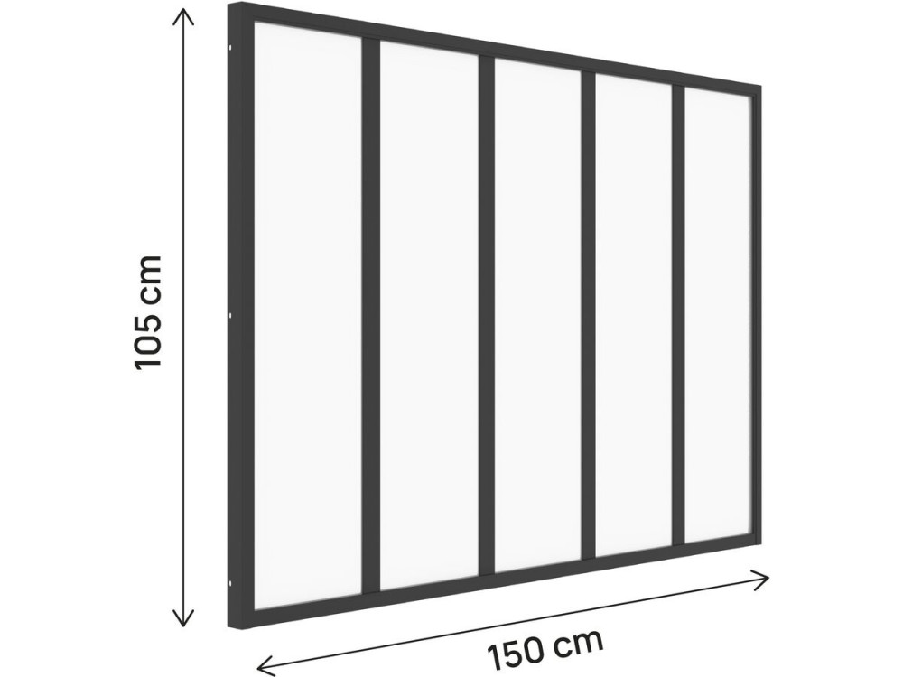 Aluminiowa osłona dachowa do warsztatu „Panorama” – 150 x 105 cm – czarna