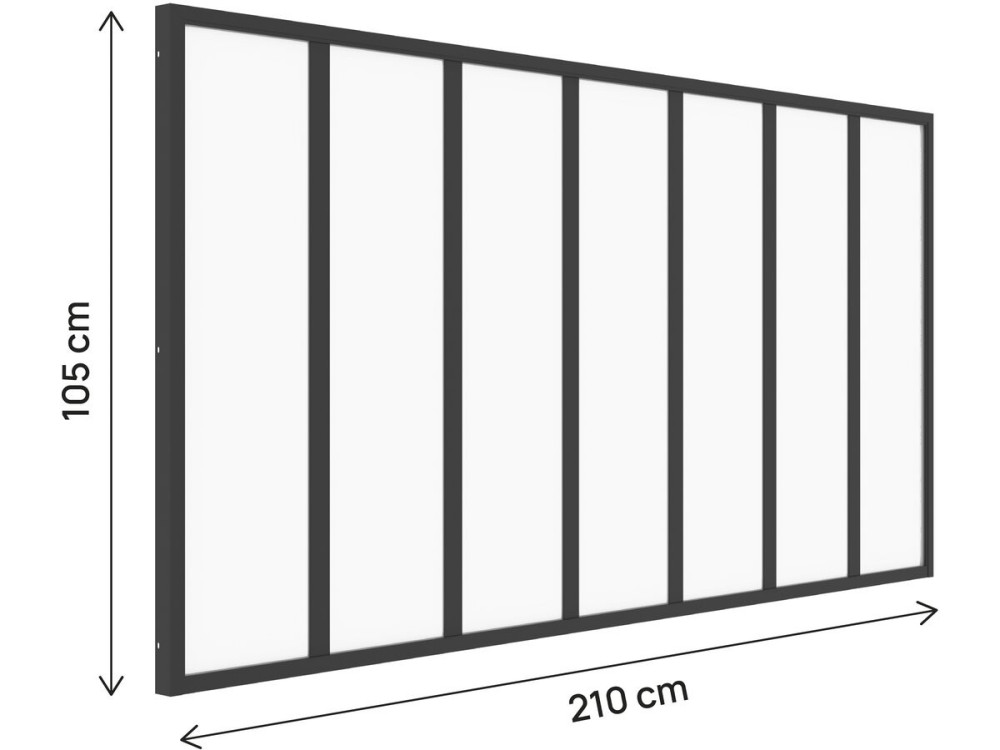 Aluminiowa osłona dachowa do warsztatu „Panorama” – 210 x 105 cm – czarna