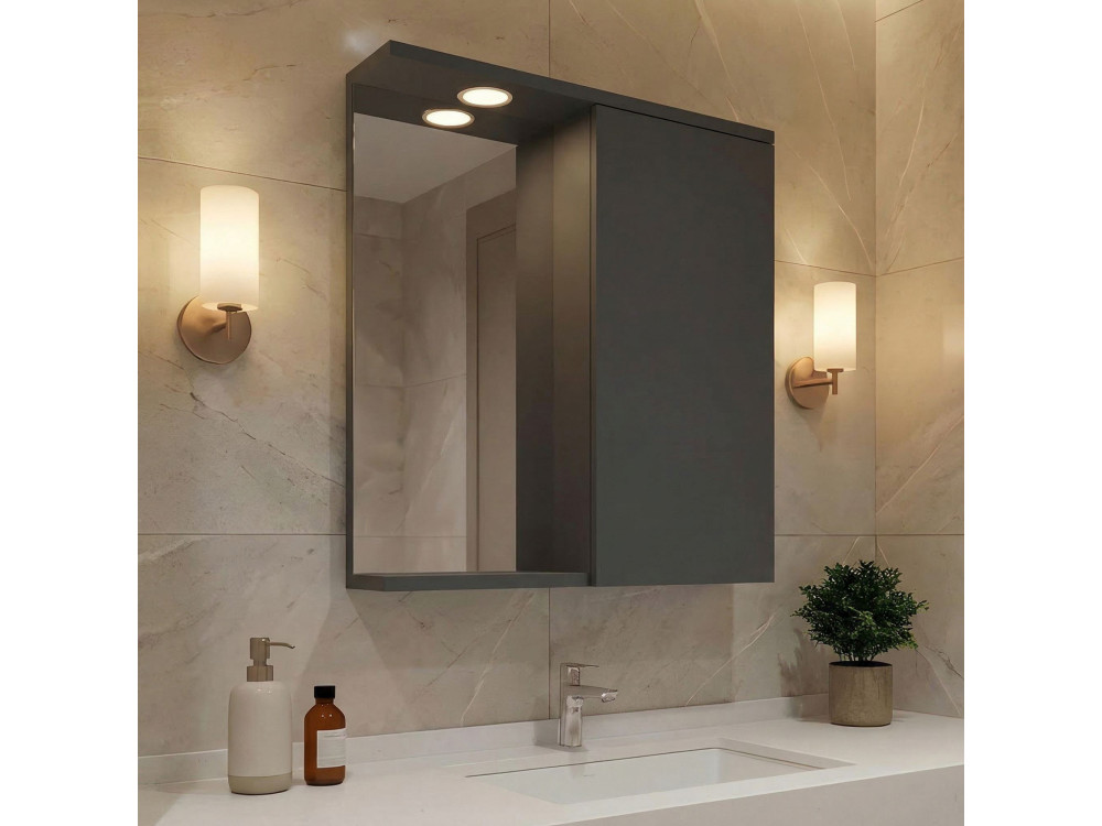 Szafka łazienkowa z lustrem „Purus 65” – 63 x 18 x 68 cm – matowy antracyt