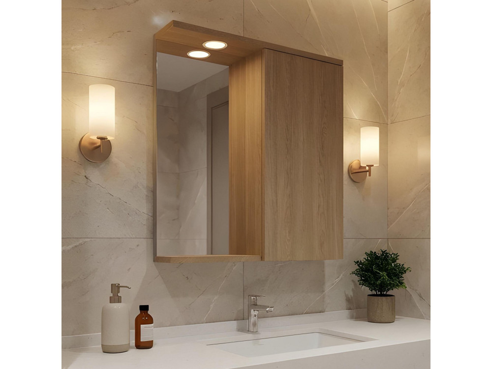 Szafka łazienkowa z lustrem „Purus 65” – 63 x 18 x 68 cm – dąb Sonomo