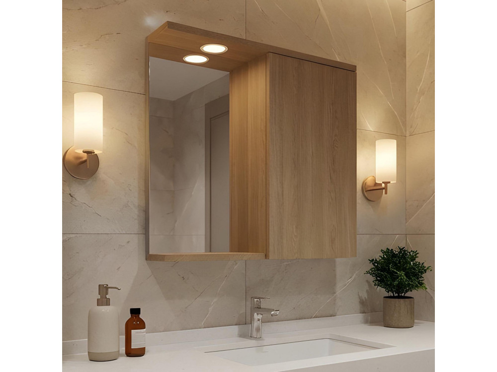 Szafka łazienkowa z lustrem „Purus 80” – 75 x 18 x 68 cm – dąb Sonomo