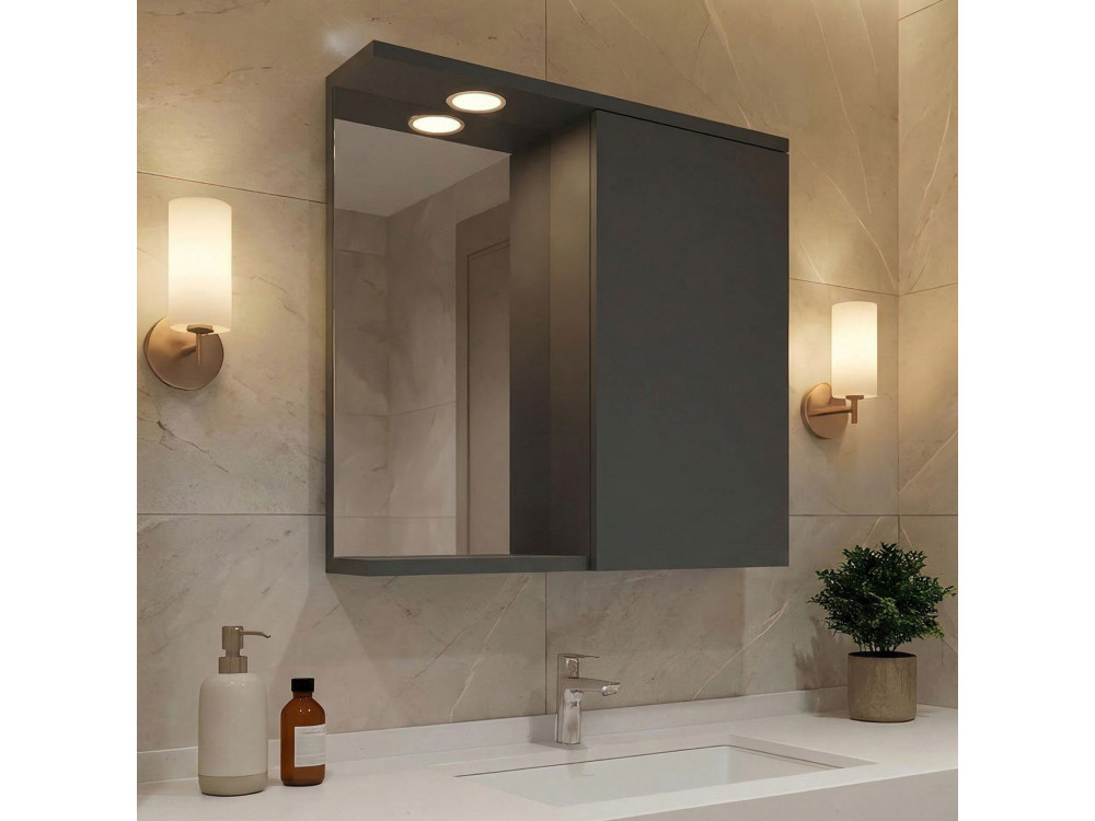 Szafka łazienkowa z lustrem „Purus 80” – 75 x 18 x 68 cm – matowy antracyt
