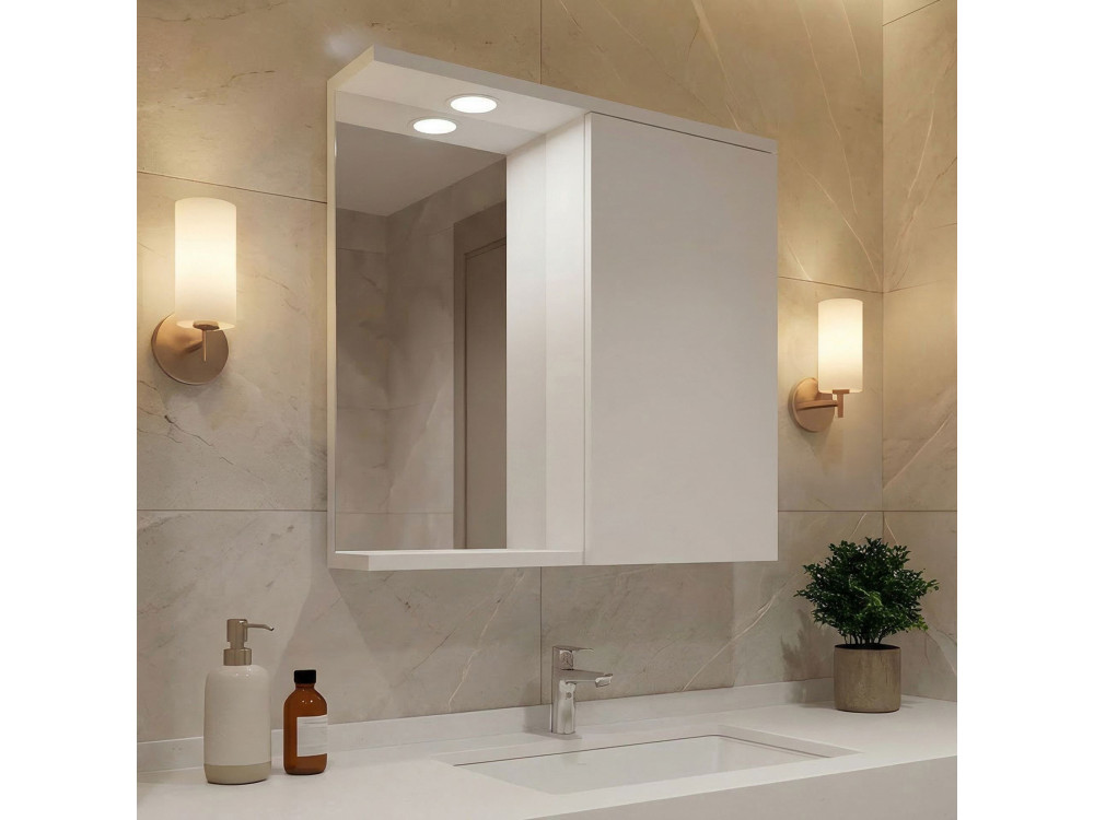 Szafka łazienkowa z lustrem „Purus 80” – 75 x 18 x 68 cm – biała