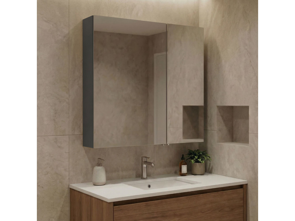 Szafka łazienkowa z lustrem „Purus Desna 60” – 60 x 16 x 66 cm – matowy antracyt