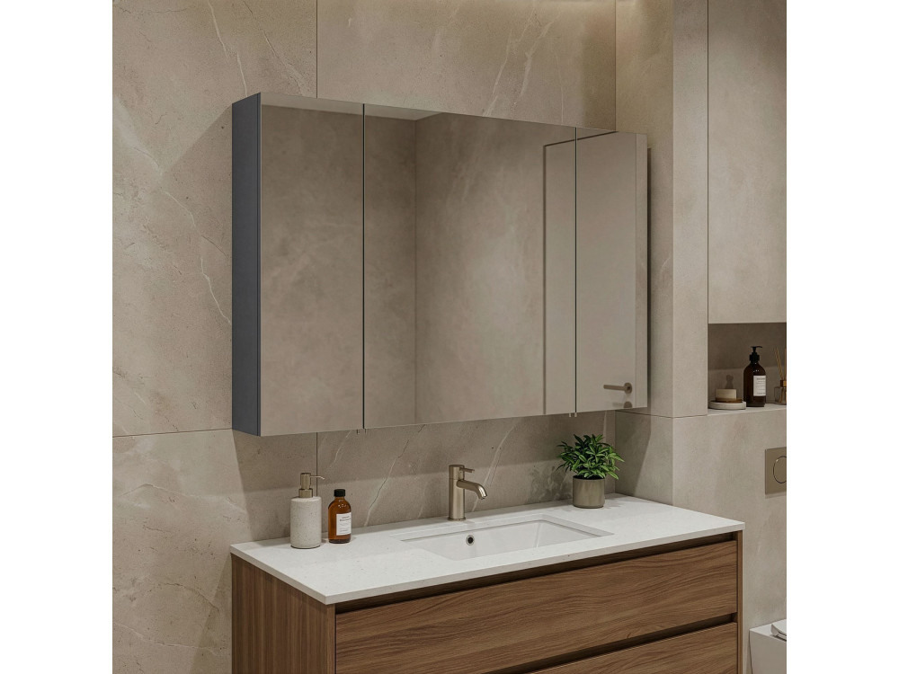 Szafka łazienkowa z lustrem „Side 100” – 100 x 16 x 66 cm – matowy antracyt