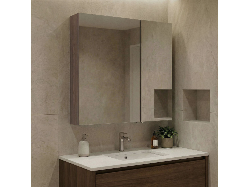 Szafka łazienkowa z lustrem „Side 60” – 60 x 16 x 66 cm – ciemny orzech