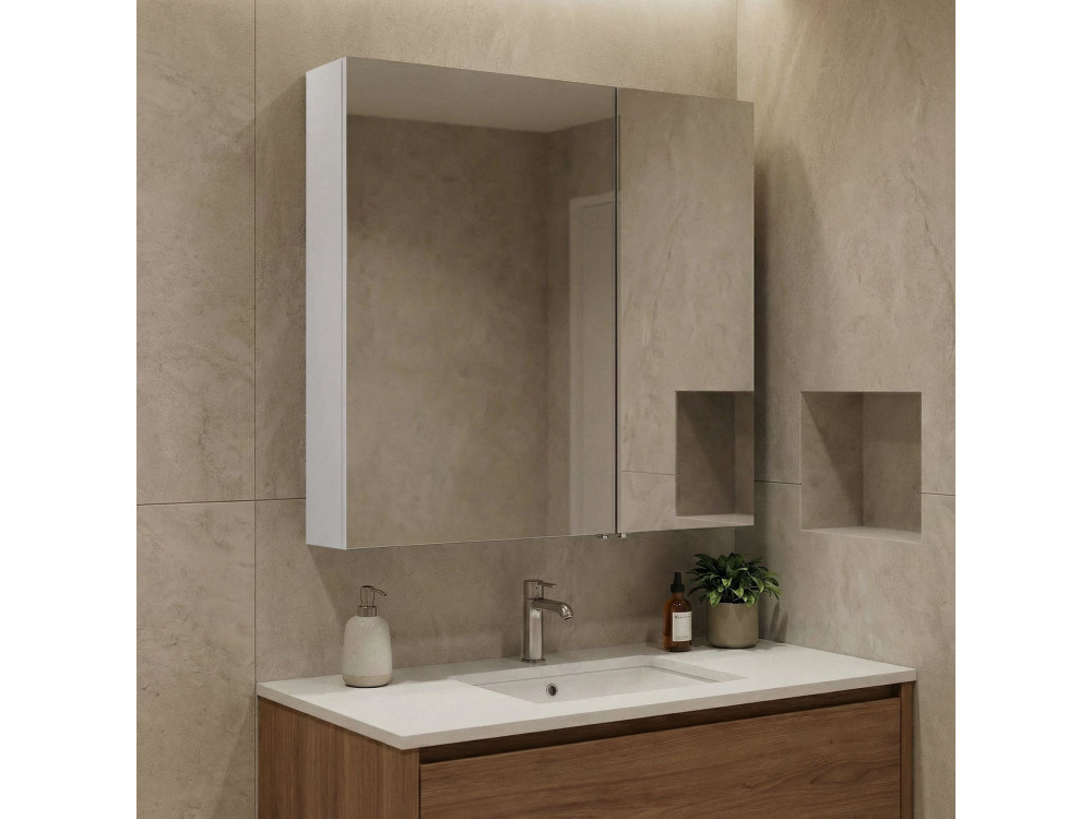 Szafka łazienkowa z lustrem „Side 60” – 60 x 16 x 66 cm – matowa biel