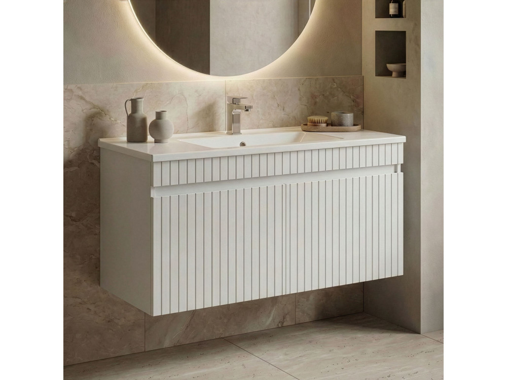 Szafka pod umywalkę „Tivoli 100” – 100 x 45 x 57 cm – matowa biel