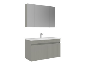 Zestaw szafki pod umywalkę z lustrem (2 elementy) „Tivoli 100” – 100 x 45 x 66 cm – matowy kolor kaszmiru