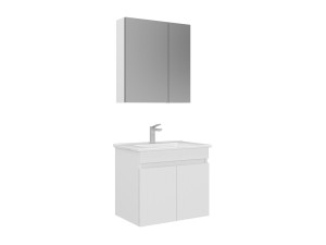 Zestaw szafki pod umywalkę z lustrem (2 elementy) „Tivoli 65” – 65 x 45 x 57 cm – matowa biel
