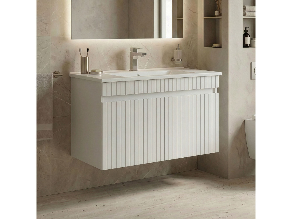 Szafka pod umywalkę „Tivoli 85” – 85 x 45 x 57 cm – matowa biel
