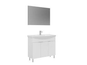 Zestaw szafki pod umywalkę z lustrem (2 elementy) „Purus 100” – 100 x 50 x 83 cm – biały