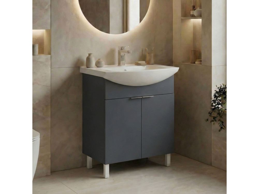 Szafka pod umywalkę „Purus 65” – 65 x 50 x 83 cm – matowy antracyt