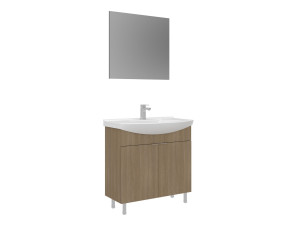 Zestaw szafki pod umywalkę z lustrem (2 elementy) „Purus 80” – 80 x 50 x 83 cm – dąb