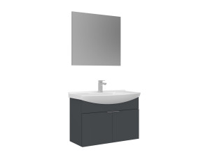 Zestaw szafki pod umywalkę z lustrem (2 elementy) „Purus 80” – 80 x 50 x 58 cm – matowy antracyt