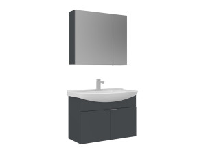 Zestaw szafki pod umywalkę z lustrem (2 elementy) „Purus 80” – 80 x 50 x 58 cm – matowy antracyt